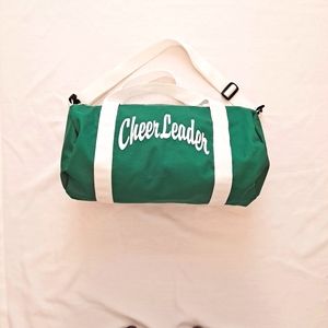 Green and White Cheerleader Canvas Barrel Duffle Gym Bag